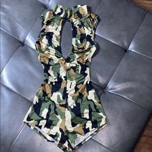Womens Army sleeveless open back bodysuit